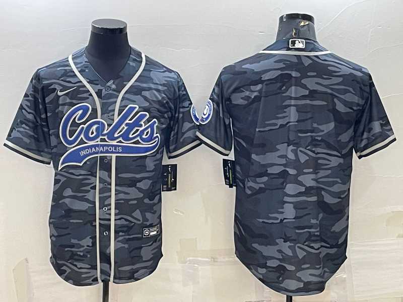 Men%27s Indianapolis Colts Blank Grey Camo With Patch Cool Base Stitched Baseball Jersey->green bay packers->NFL Jersey